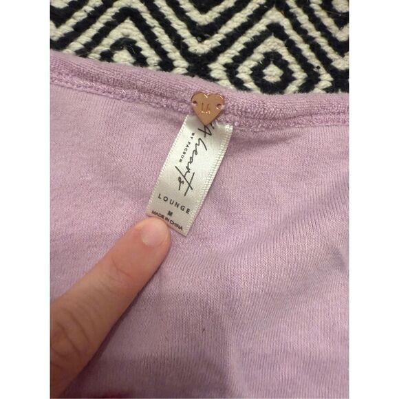 La Hearts for Pac Sun Purple Terry Cloth Tie Front Short Sleeve Crop Top Medium - Picture 3 of 6